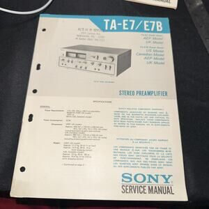 Sony TA-E7B Preamp / Preamplifier Service Manual *Original*